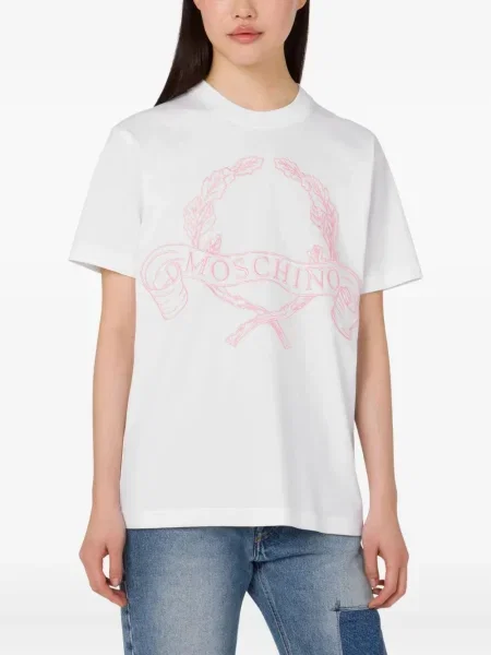 Tricou Moschino cu broderie alb