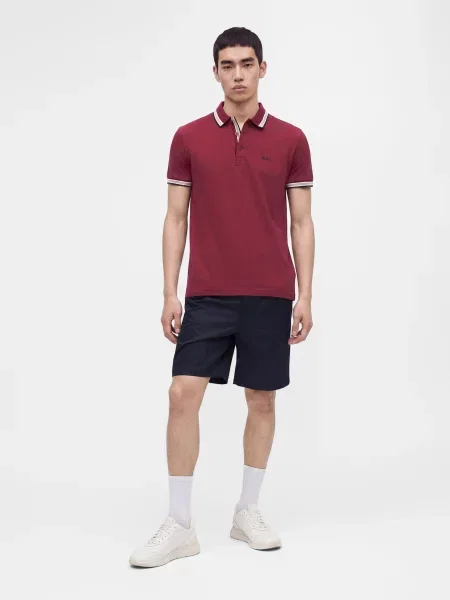 BOSS Tricou Paddy roșu burgundy alb