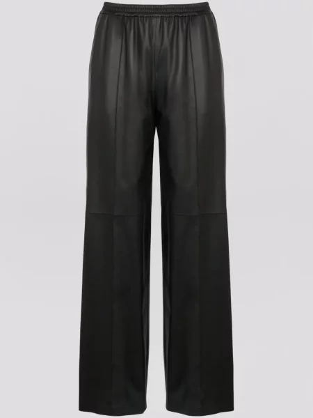 Pantaloni Yves Salomon din piele negru