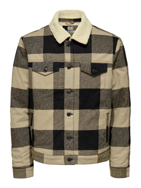 Only & Sons Geacă de primăvară-toamnă Louis nisipiu / negru / negru amestecat