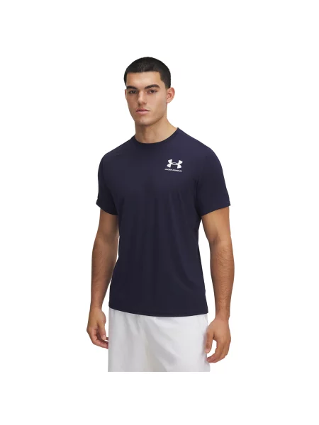Tričko Under Armour Heatgear Fitted SS Tee Midnight Navy/ White M bílé
