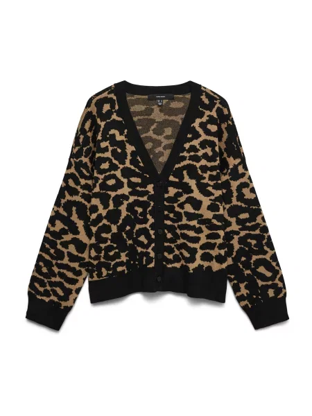 VERO MODA Geacă tricotată VMSILJE maro deschis negru