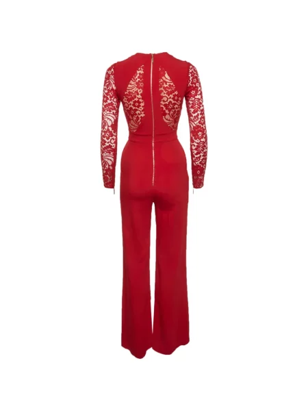 Salopetă Elie Saab din dantelă roșu