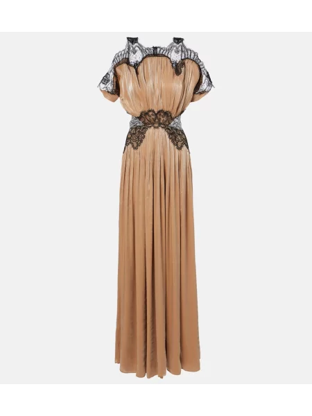 Rochie Costarellos de catifea bej