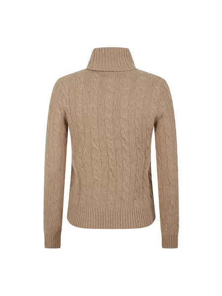 Sweter z dzianiny z golfem Ralph Lauren brązowy