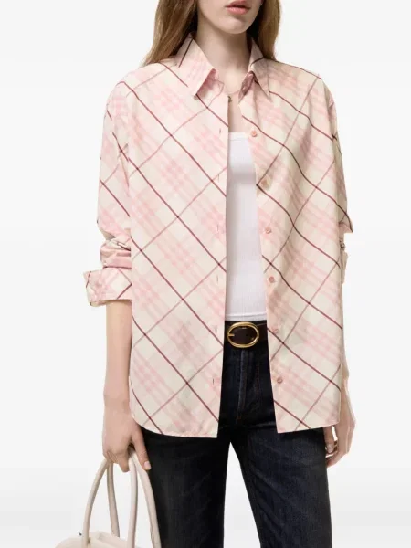 Cămașă Burberry în carouri roz