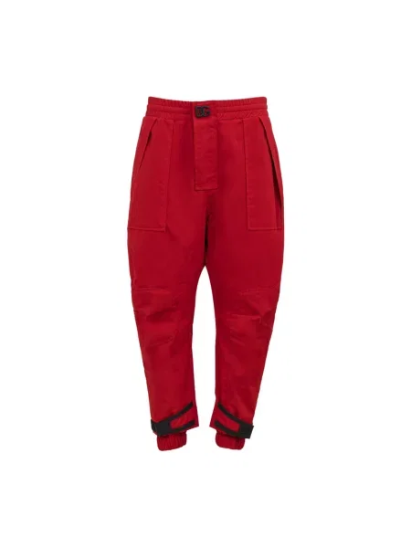 Spodnie cargo Dolce And Gabbana z logo czerwone