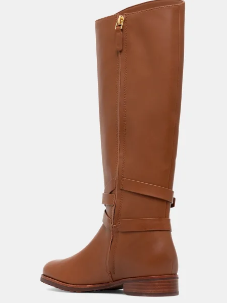 Kožené kozačky Lauren Ralph Lauren Collins Tll na plochém hnědá