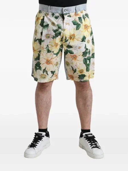 Pantaloni scurți din denim Dolce & Gabbana cu model floral cu imagine albastru