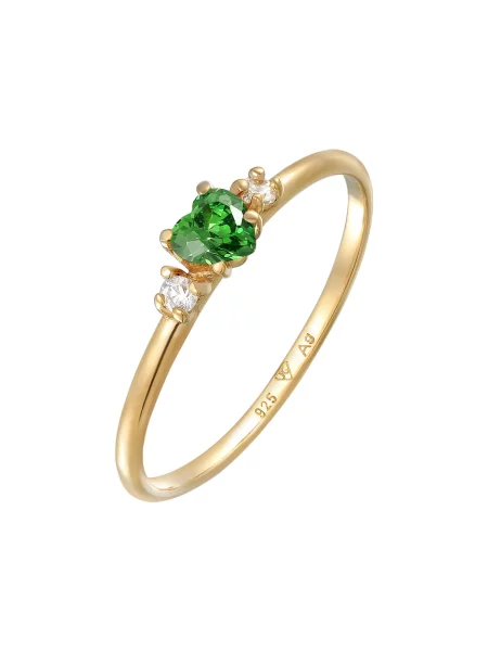 ELLI Inele Grünes Herz auriu verde