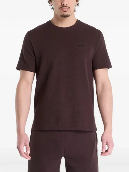 Tricou Hugo cu broderie maro