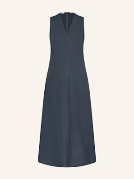 Sukienka lniana rozkloszowana z wpuszczanymi Marc O'polo granatowa