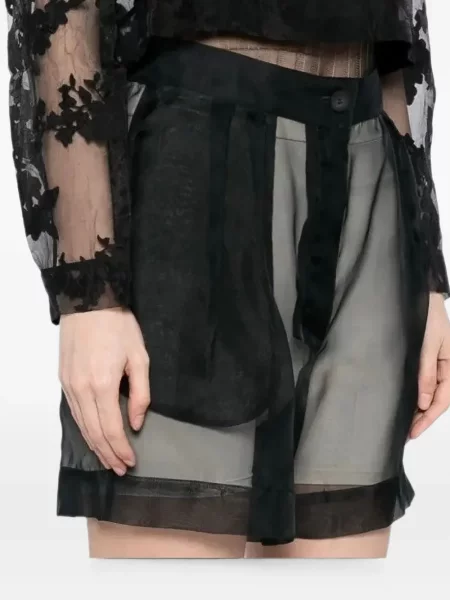 Pantaloni scurți Tessitura Body Couture de mătase negru