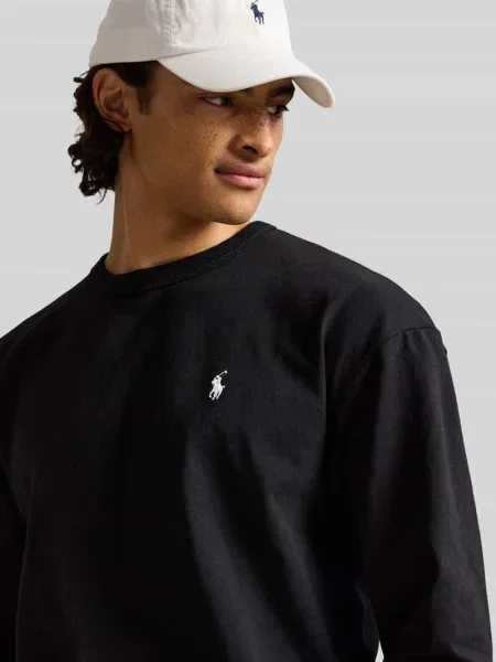 Bluzka z długim rękawem o kroju relaxed fit z czystej bawełny Polo Ralph Lauren czarna