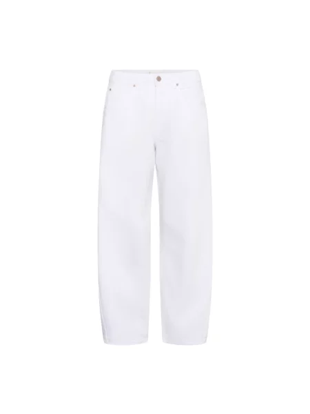 Jeansy Cream z wysoką talią białe