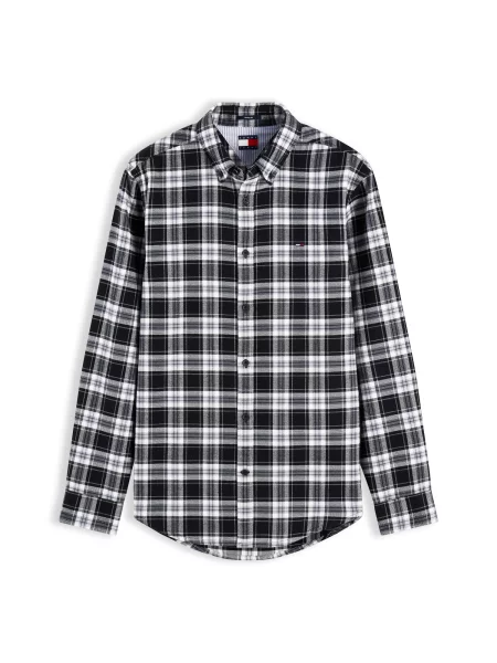 Tommy Jeans Cămașă gri deschis / negru alb
