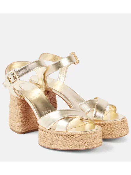 Sandale Christian Louboutin din piele cu platformă auriu