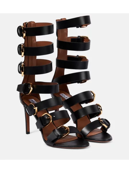 Sandały Alaã¯a skórzane na sprzączkę czarne