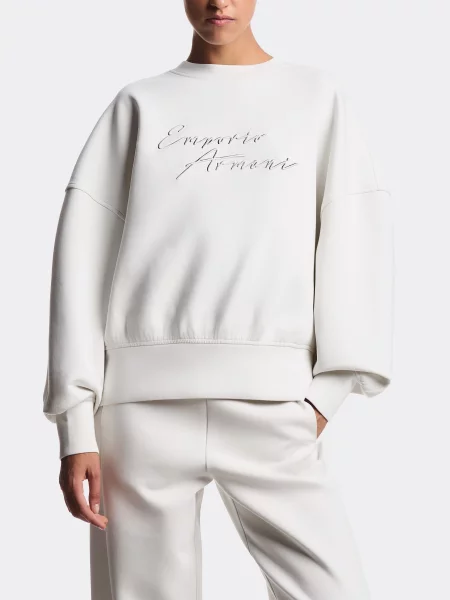 Світшот Emporio Armani молочний бавовна/поліестер