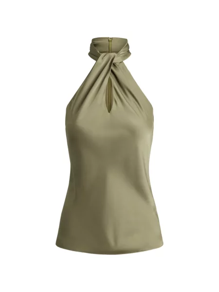 Bluză Lauren Ralph Lauren cu gât halter verde