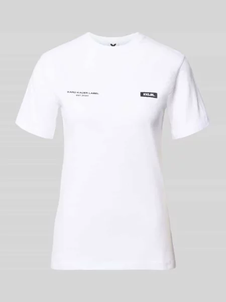 T-shirt z nadrukiem z logo i naszywką z logo Karo Kauer biała