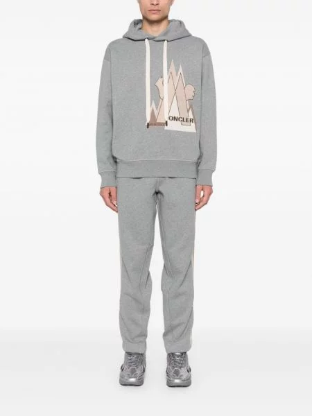 Суичър с качулка Moncler Grenoble с автограф сиво