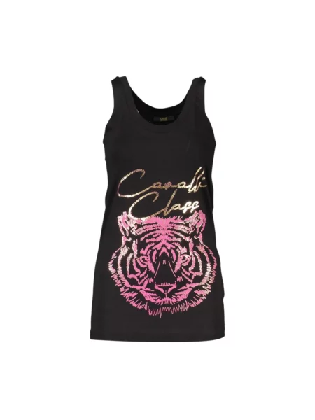 Top Cavalli Class z nadrukiem elegancki czarny