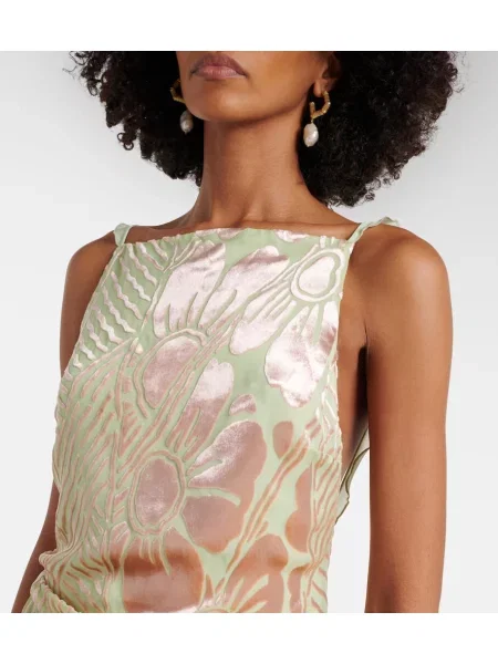 Rochie Sir de catifea cu model floral verde