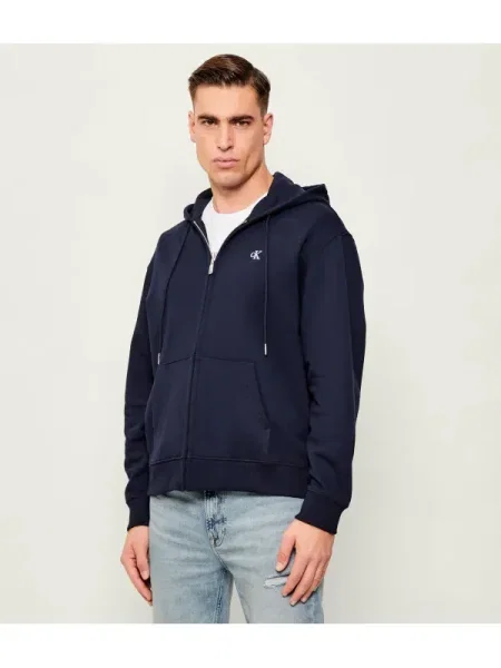 Hanorac Calvin Klein Jeans din material terry albastru