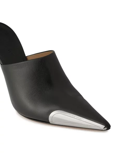 Papuci tip mules Off-white din piele alb
