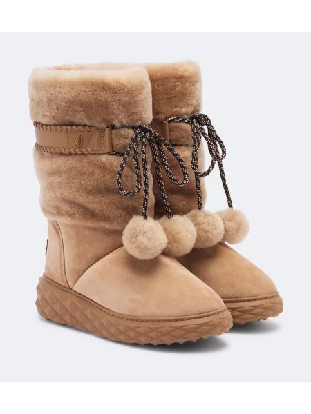 Botine Jimmy Choo din piele de căprioară cu platformă bej