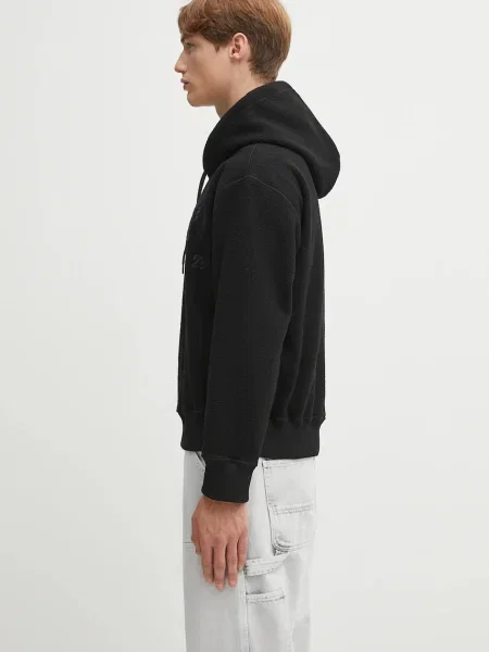 Флисовый свитер Mm6 Maison Margiela с капюшоном с аппликацией черный