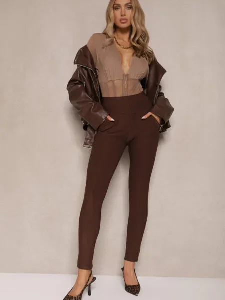 Pantaloni Rizeena maro