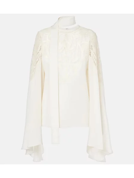 Bluză Elie Saab din dantelă alb