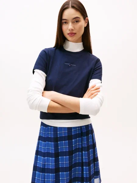 Tommy Jeans Tricou bleumarin alb