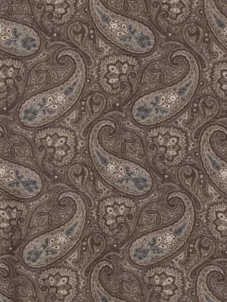 Κασκόλ Dell'oglio με κρόσσια paisley καφέ