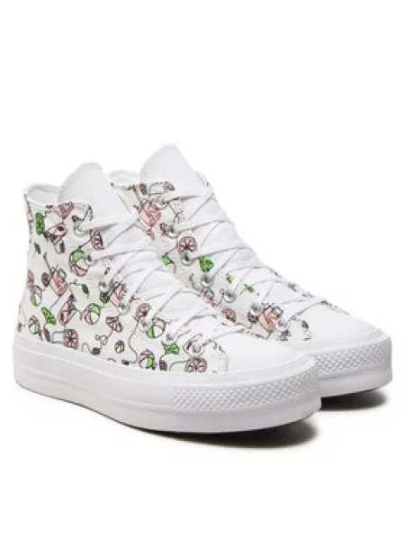Converse Plátěnky Chuck Taylor All Star Lift Platform Pink Lemonade bílá