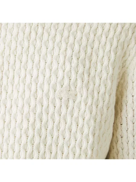 Lacoste Sweter Z Wełny O Regularnym Kroju I Splocie Kablowym biały