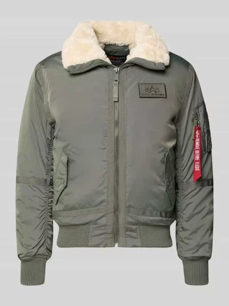 Bomberka z zamkiem błyskawicznym i naszywką z logo Alpha Industries oliwkowy