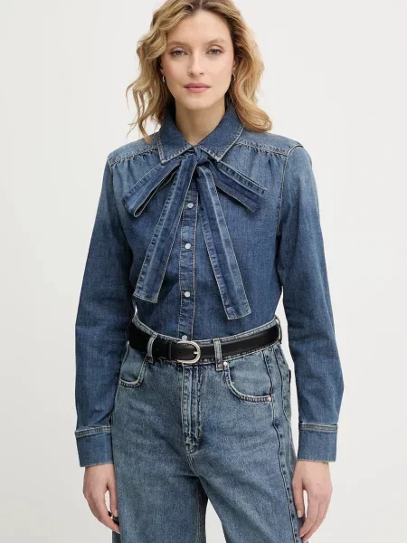OUI cămașă jeans bleumarin cu guler clasic regular