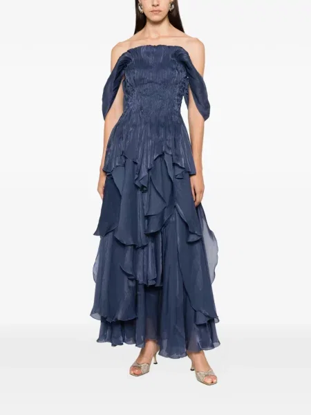 Rochie maxi Aje cu volane albastru