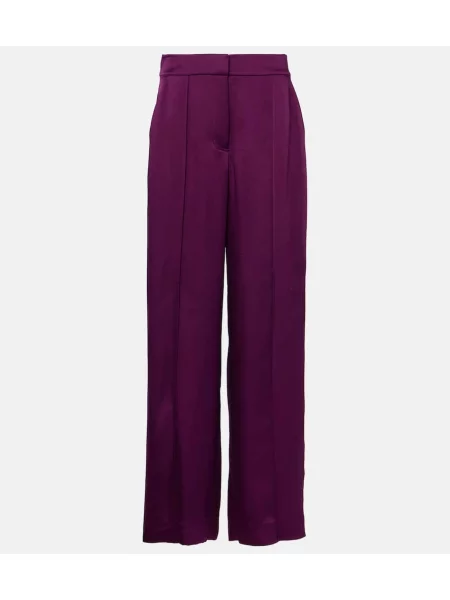 Satynowe szerokie spodnie Simkhai fioletowe