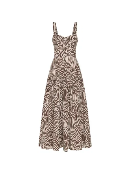 Mała sukienka mini Nicholas z nadrukiem garniturowa brązowa