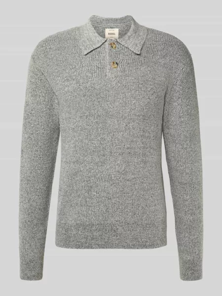 Sweter z dzianiny z kołnierzykiem polo model ‘NIXON’ Redefined Rebel