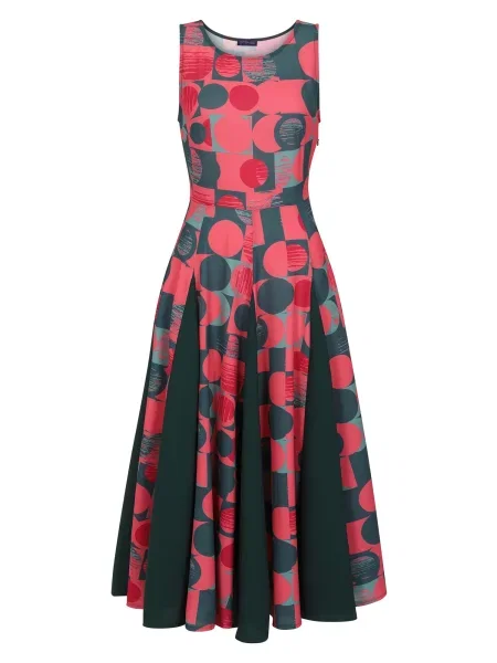 HotSquash Rochie verde închis / corai roșu