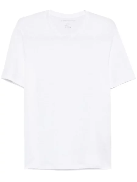 Tricou Majestic Filatures cu decolteu rotund scurt alb