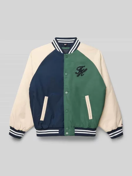 Kurtka bomber w bloku kolorów w kroju regular fit Tommy Hilfiger Teens granatowy