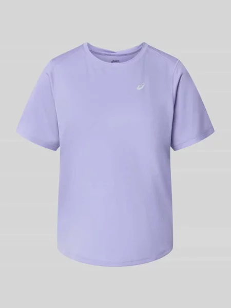 T-shirt z okrągłym dekoltem i nadrukiem z logo Asics fioletowa