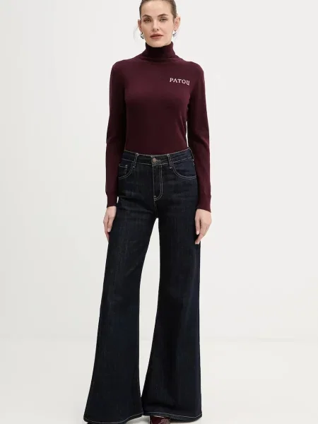 Вовняний светр Patou легкий гольф бордовий