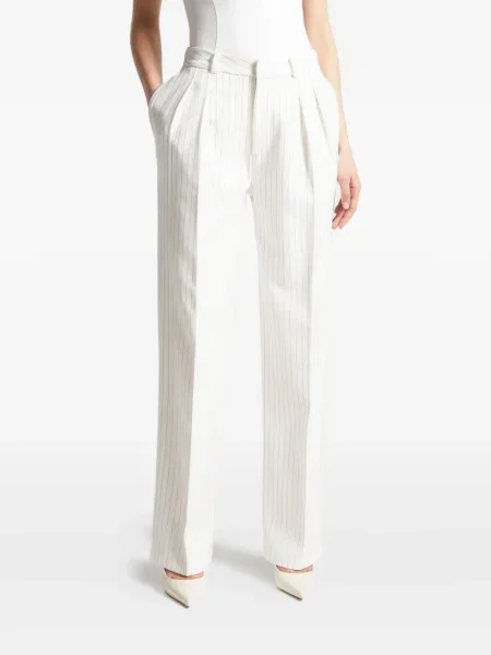 Pantaloni Manière De Voir cu dungi plisate alb